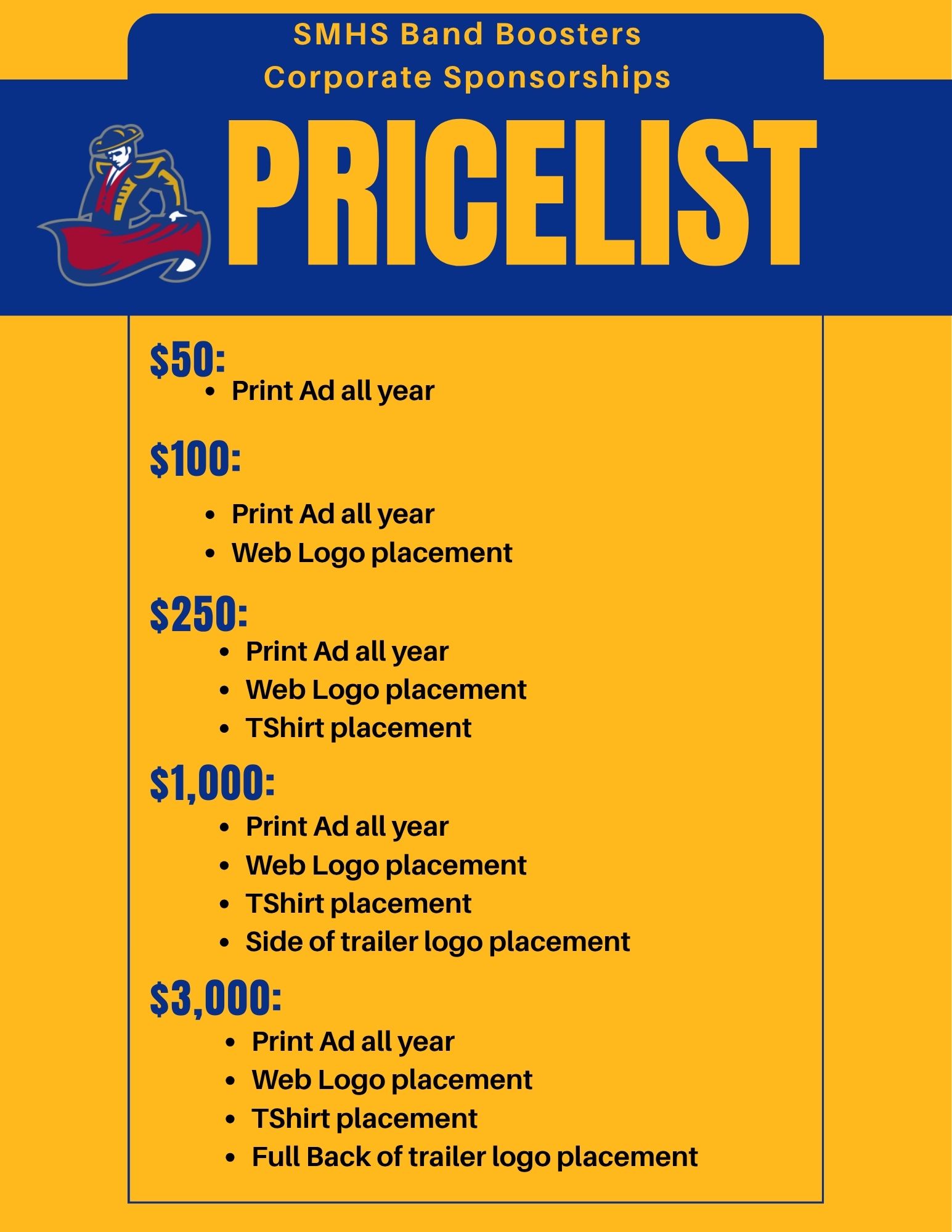 Sponsorship Price List